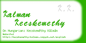 kalman kecskemethy business card